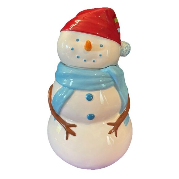Snowman‎ Cookie Jar Starbucks 2006 Christmas Canister Holiday Winter - Picture 1 of 7